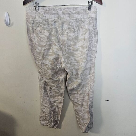 Athleta Cabo Tide Linen Jogger 8P Neutral Camo Lightweight Summer Pant - Picture 2 of 4